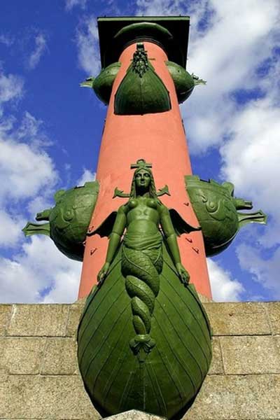 Decoration of a rostral column in St Petersburg