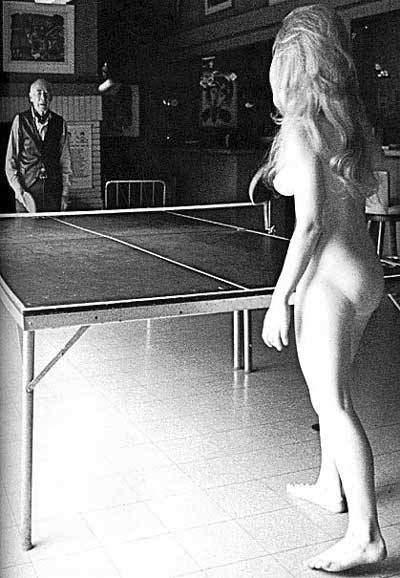 Miller playing Table Tennis with one of his nude muses