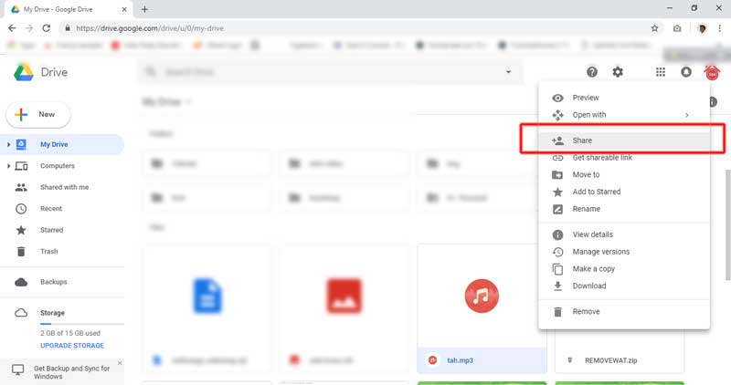 share google drive audio