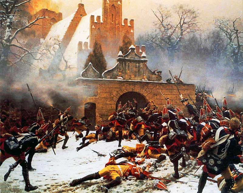 Prussians storming the church at the Battle of Leuthen