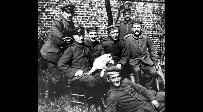 Hitler (far right, seated) with his army comrades