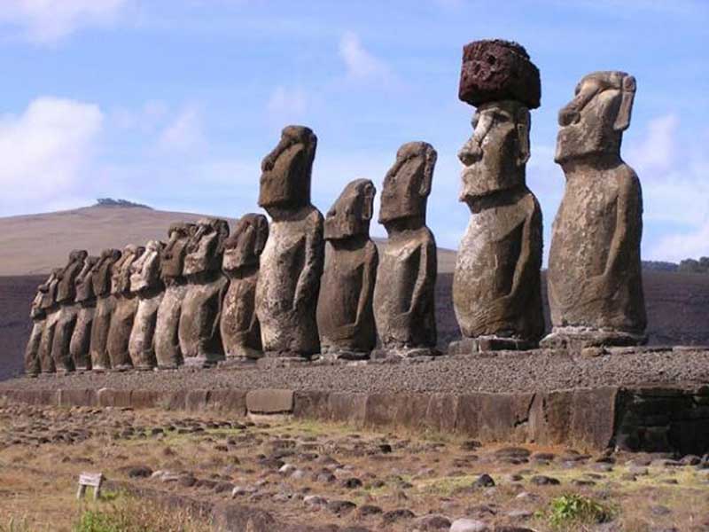 Moai with white inset eyes