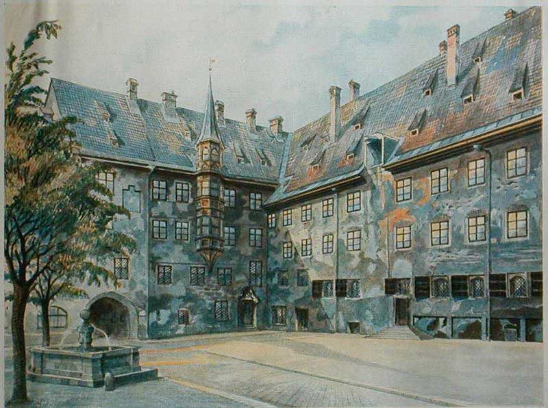 The Alter Hof in Munich, painted by Adolf Hitler 1914