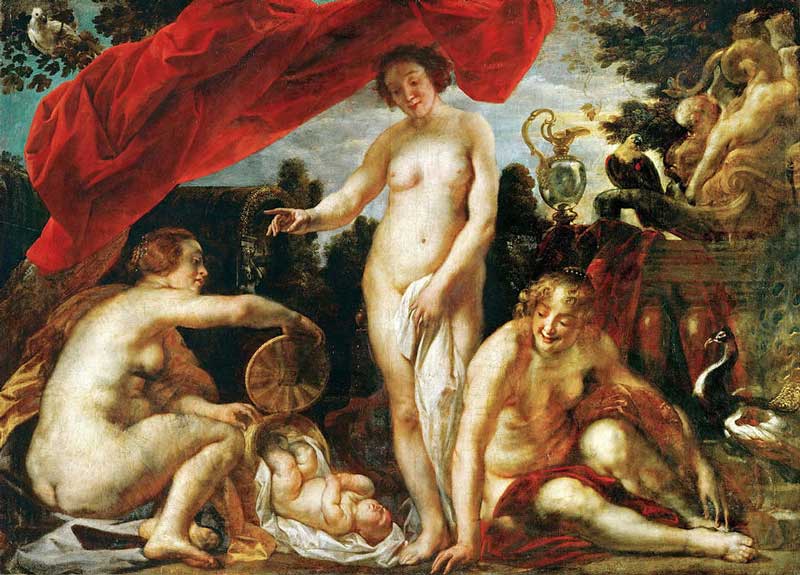 The daughters of Cecrops finding Erichthonius, by Jacob Jordaens (1640)