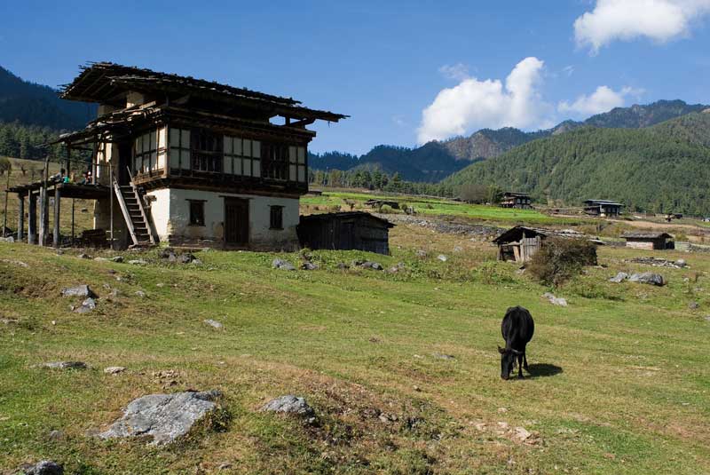 A typical two storey Bhutanese house