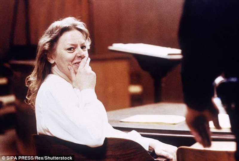 Aileen Wuornos, pictured on trial in 1992