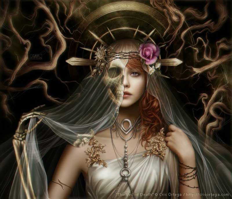 Goddess Hel with Fenrir and Jormungandr