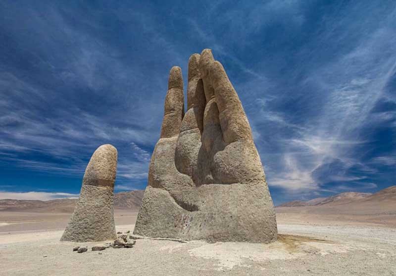the hand of the desert at acama chile